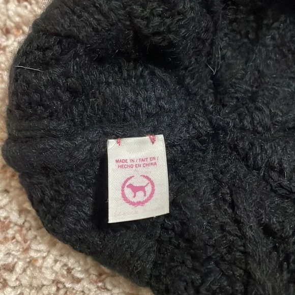 NWOT - Pink brand, black beanie with mirror detail - Picture 3 of 4